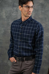 Sutton Slim Shirt | Moonrine Windowpane | Bridge & Burn