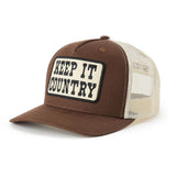 Keep It Country Mesh Trucker Snapback | Brown + Cream | Seager Co.