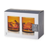 Admiral Hand Etched Crystal Rocks Glasses | Amber | Viski